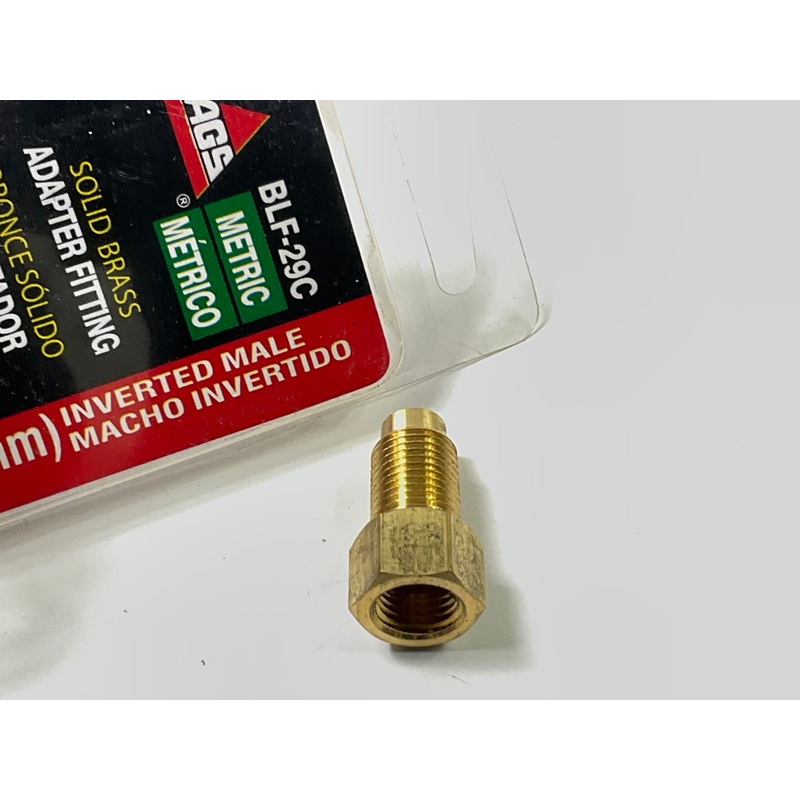 AGS BLF-29C Brass Adapter, 3/8''-24 Inverted To M10 X 1.0 Inverted