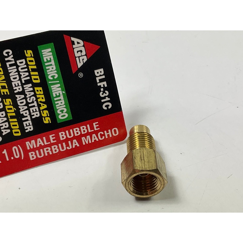 AGS BLF-31C Brass Adapter, 3/8''-24 Inverted To M10 X 1.0 Bubble
