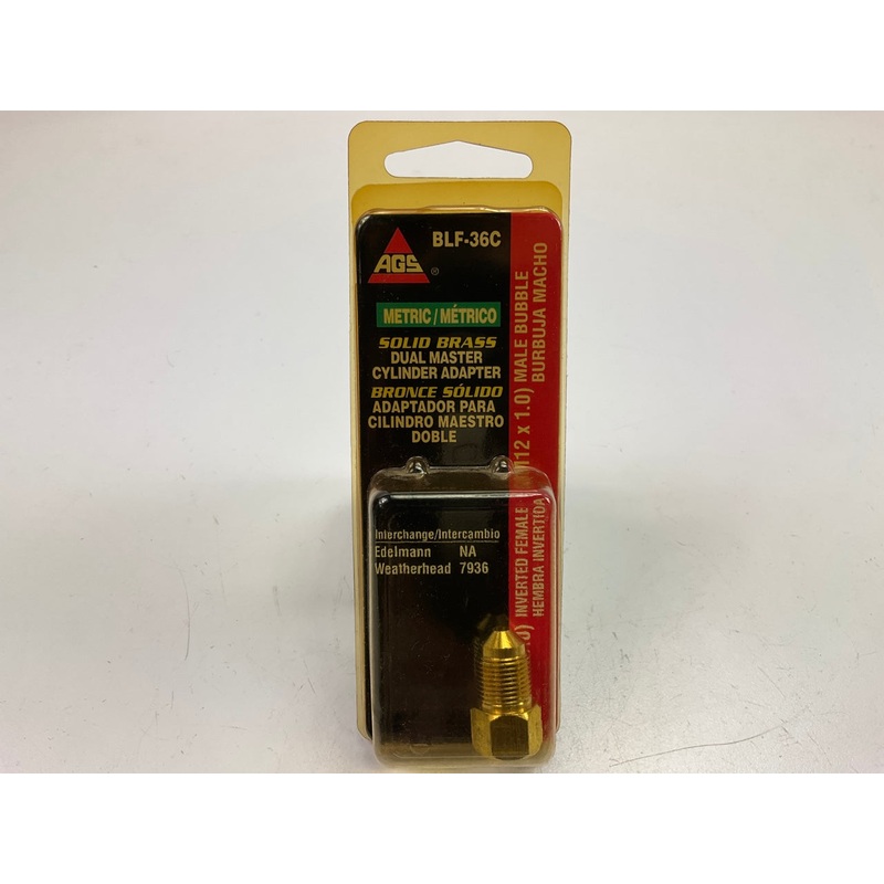 AGS BLF-36C Brass Adapter, M10 X 1.0 Inverted To M12 X 1.0 Bubble