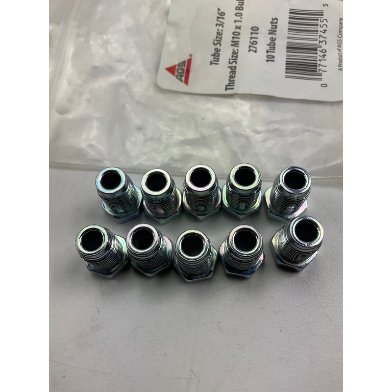 AGS BLF-39 Steel Tube Nut, 3/16'' (M10x1.0 Bubble) - 10 PACK