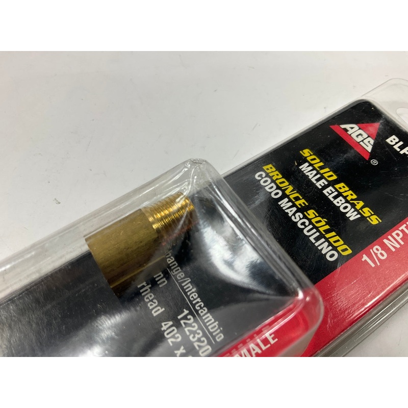 AGS BLF-56C Brass Male Elbow, 3/8''-24 Inverted To 1/8'' NPT