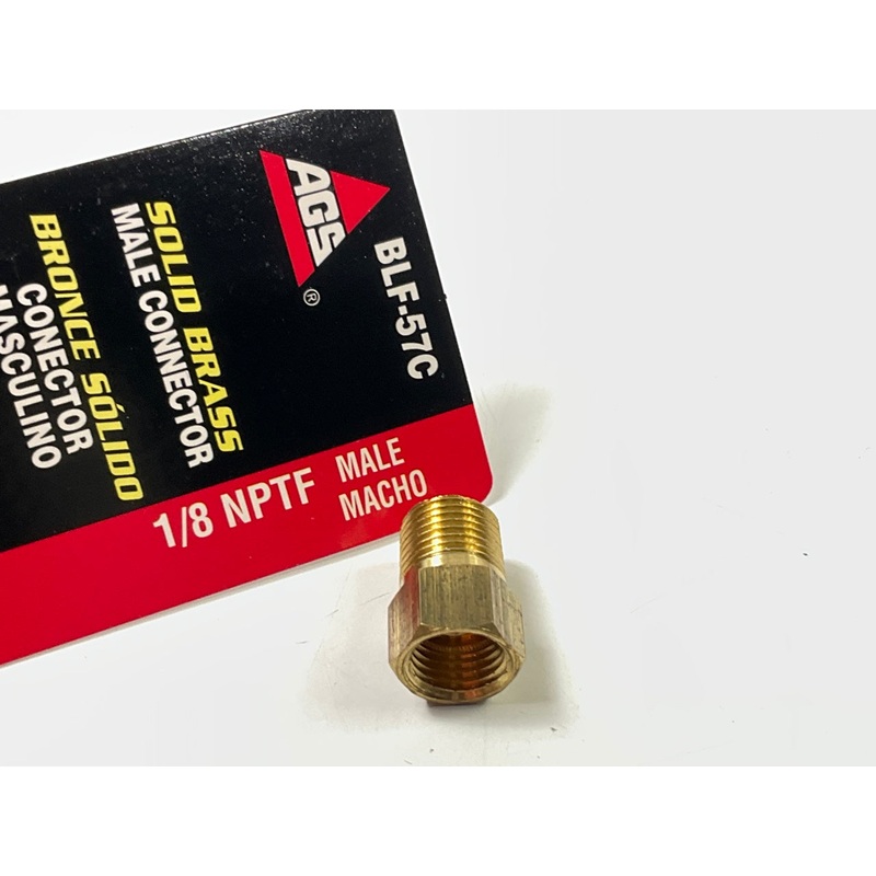 AGS BLF-57C Brass Male Connector, 3/8''-24 Inverted To 1/8'' NPT