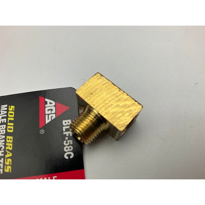 AGS BLF-58C Brass Male Branch Tee, 3/8''-24 Inverted To 1/8'' NPT