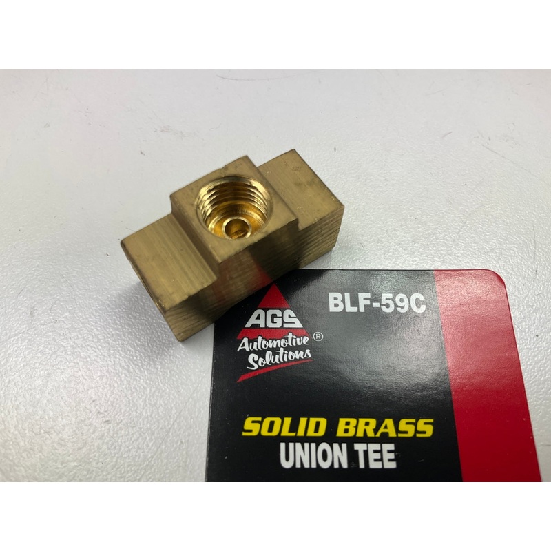 AGS BLF-59C Brass Brake Line Union Tee, Female (3/8-24 Inverted)