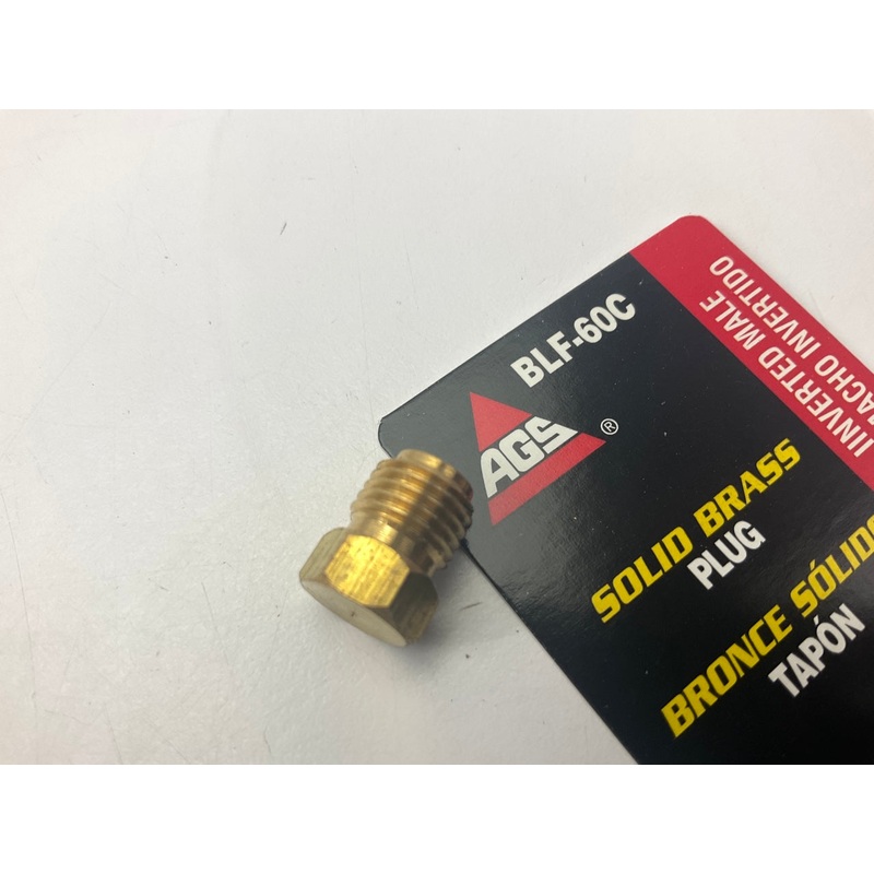AGS BLF-60C Brake Line Brass Plug - 3/8''-24 Inverted