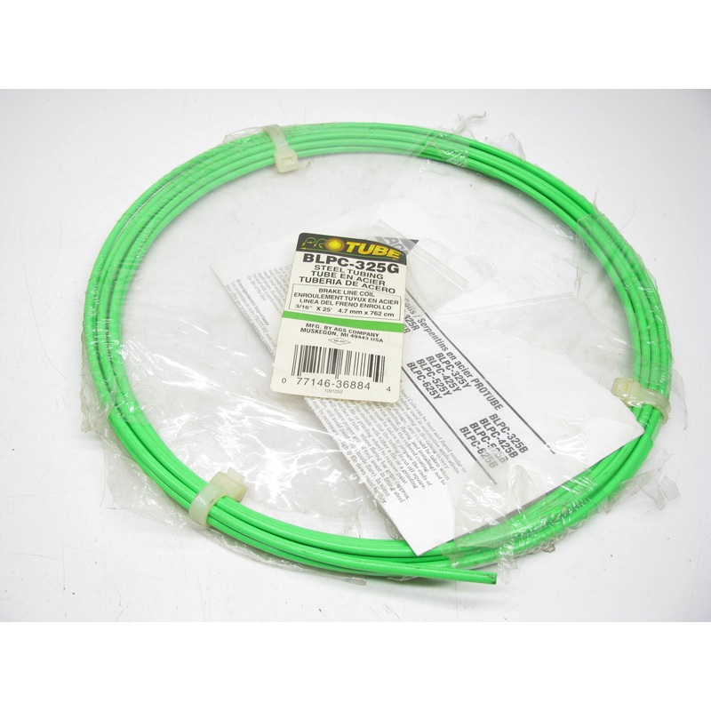 AGS BLPC-325G  3/16'' X 25' Go-Fast Green Carbon Steel Brake Line