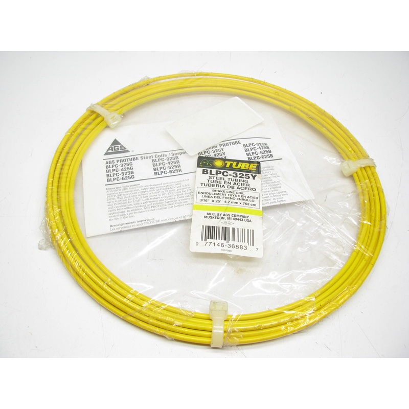 AGS BLPC-325Y Brake Line - 3/16'' X 25' Blazing Yellow  Carbon Steel