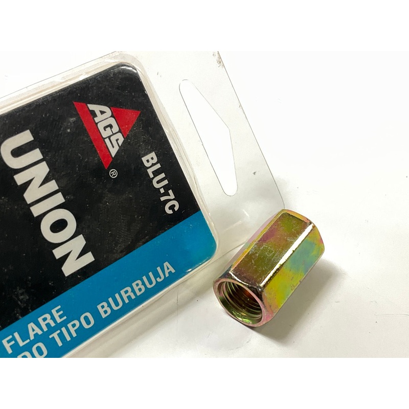 AGS BLU-7C Steel Brake Line Union, 3/16'' (3/8''-24 Bubble)