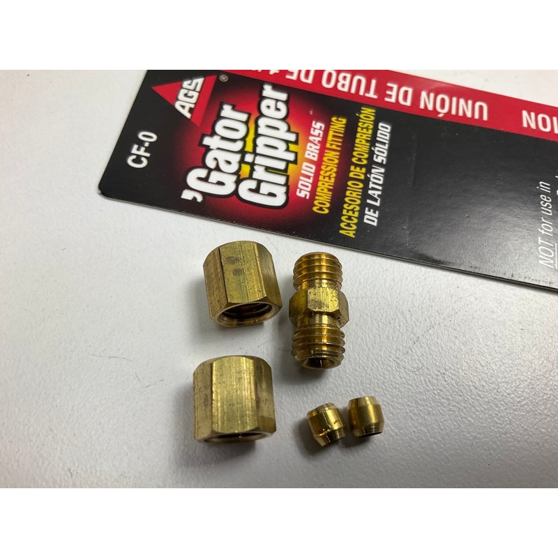 AGS CF-0 Brake Line Brass Compression Union, 1/8''