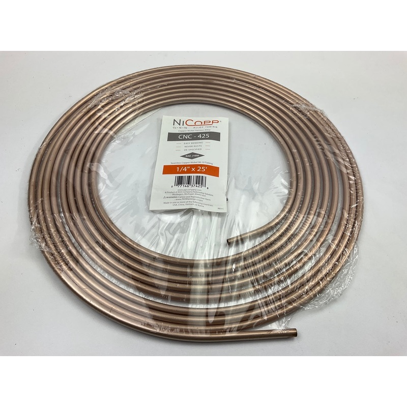 AGS CNC-425 NiCopp Nickel / Copper Brake Line Tubing Coil - 1/4'' X 25'
