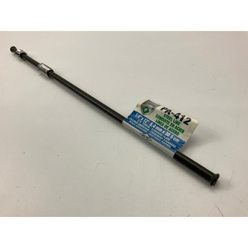 AGS PA-412 PVF Coated Steel Brake Line: 12'' Long, 1/4'' Diameter, Universal