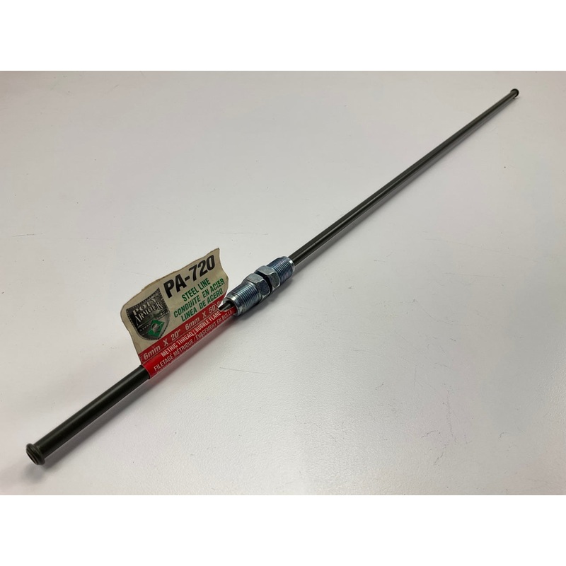 AGS PA720 PVF Coated Steel Brake Line: 20'' Long, 6mm Diameter, M12-1mm Thread