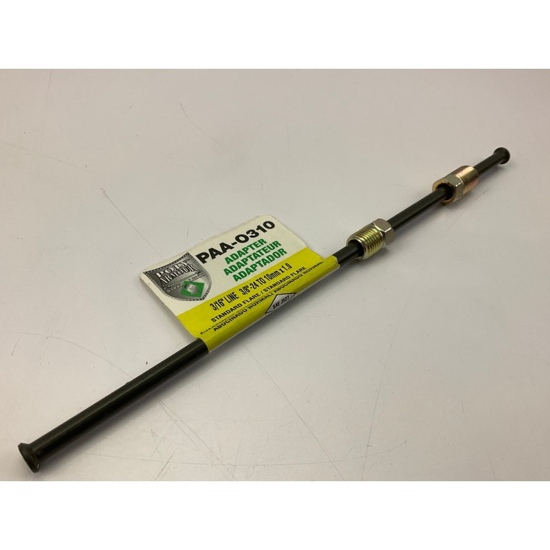 AGS PAA-O310 PVF Steel Brake Line Adapter, 3/16'' X 8, 3/8''-24 X M10x1.0 Inverted