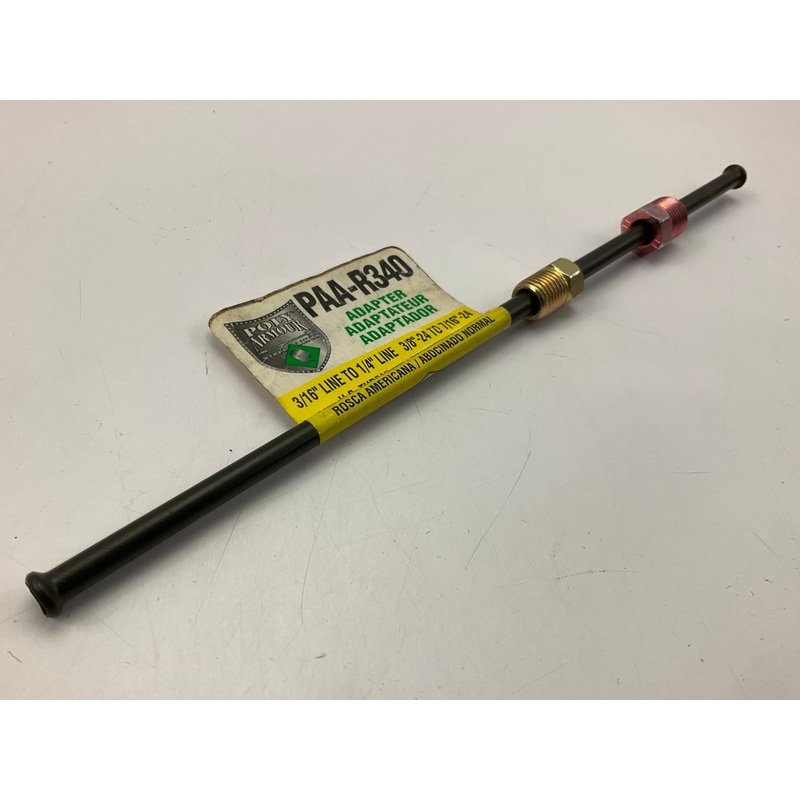 AGS PAA-R340 PVF Steel Brake Line Adapter, 3/16'' X 8, (3/8''-24 X 7/16''-24 Inv.)