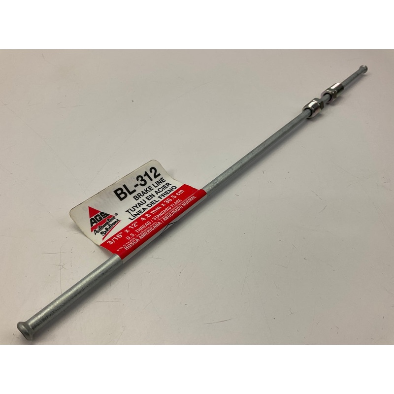 AGS BL-312 Domestic Steel Brake Line, 3/16'' X 12'', 3/8-24 Thread Size Fittings