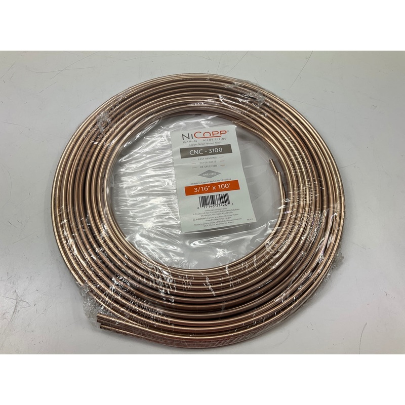 100 FT AGS CNC3100 Brake Hydraulic Bulk Line 3/16'' Tubing Copper Nickel EasyBend