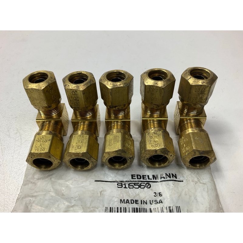 (5) Edelmann 916560 Air Brake Union Elbow Fitting For 3/8'' Nylon Tubing