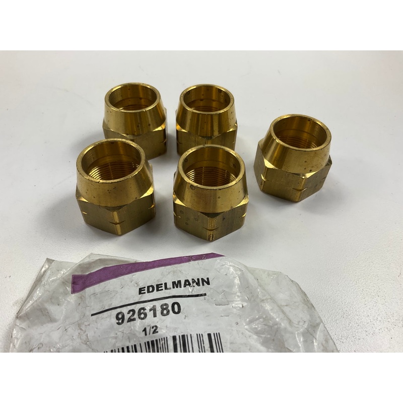 (5) Edelmann 926180 Nylon Tubing Air Brake Line Nut Fittings - 1/2'' Hose I.D.