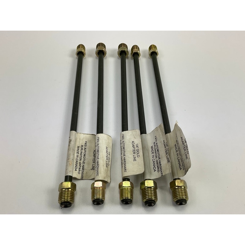 (5) FMSI 3026416 1/4'' Gold Adapter Tube Lines 7/16-24 To 1/2-20 Thread, Set Of 5