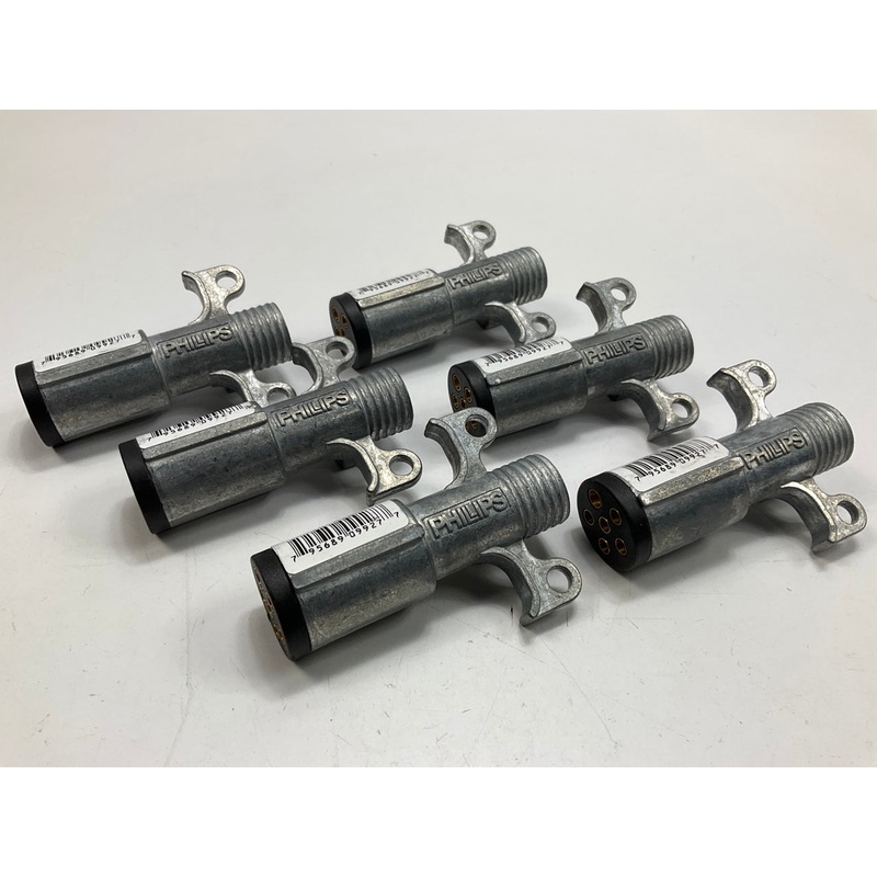(6) PHILLIPS 15-610 Trailer Wiring 6-WAY Connector Plug, Zinc Die Cast