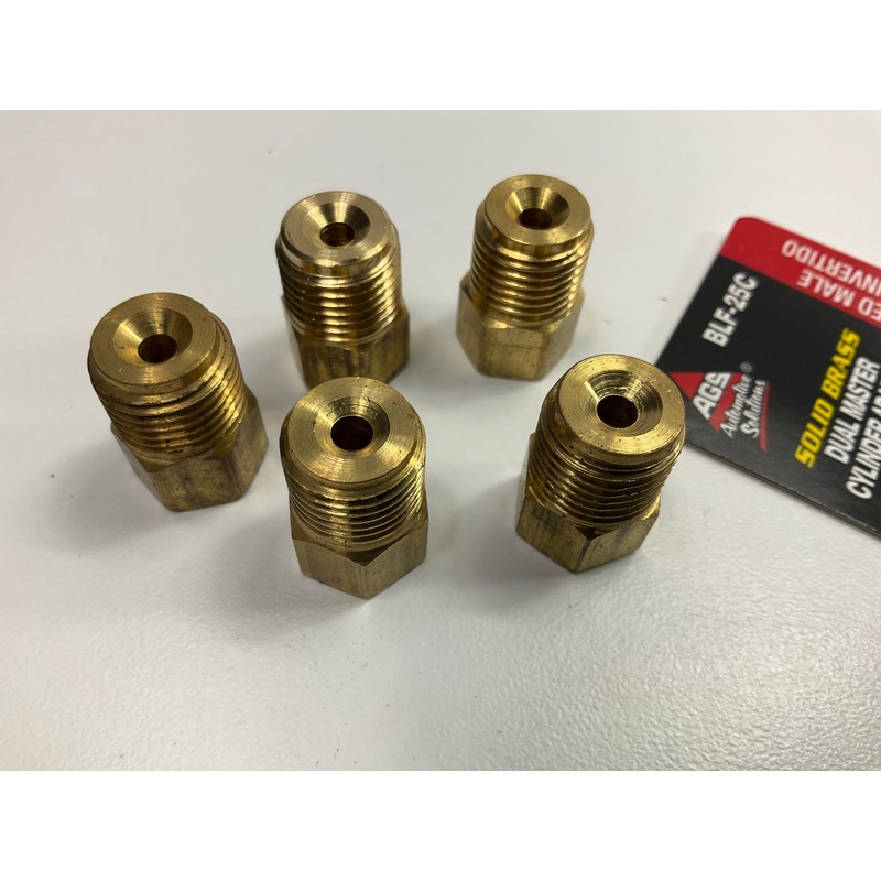 (5) AGS BLF-25C Brass Adapter, 7/16''-24 Inverted To 9/16-18 Inverted