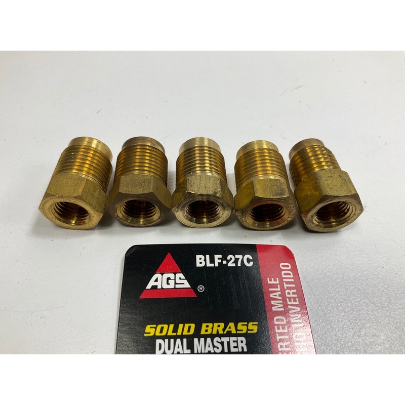 (5) AGS BLF-27C Brass Adapter, 3/8''-24 Inverted To 9/16-20 Inverted