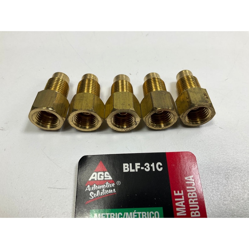 (5) AGS BLF-31C Brass Adapter, 3/8''-24 Inverted To M10 X 1.0 Bubble