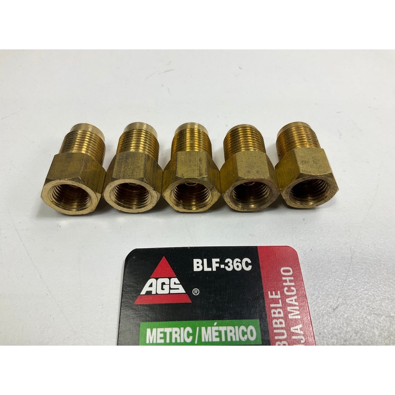 (5) AGS BLF-36C Brass Adapter, M10 X 1.0 Inverted To M12 X 1.0 Bubble