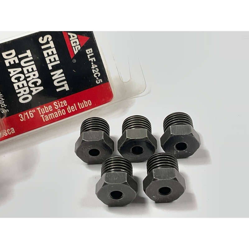 (5) AGS BLF-42C  Brake Line Tube Nut, 3/16'' (9/16''-18) Inverted