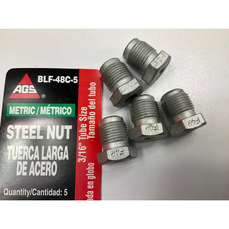 (5) AGS BLF-48C Steel Tube Nut, 3/16'' (M12 X 1.0) Bubble