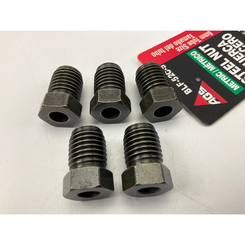 (5) AGS BLF-52C Brake Line Steel Tube Nut, 6mm (M12 X 1.5) Bubble