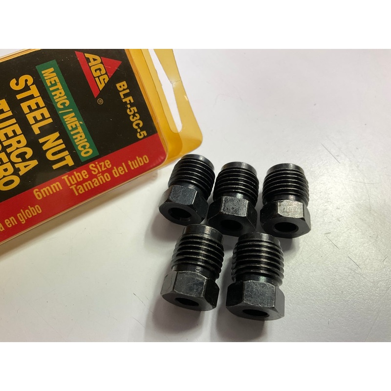 (5) AGS BLF-53C Steel Tube Nut, 6mm (M14 X 1.5) Bubble