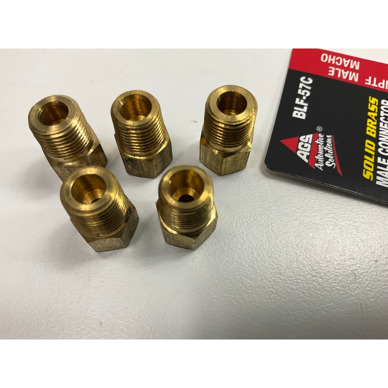 (5) AGS BLF-57C Brass Male Connector, 3/8''-24 Inverted To 1/8'' NPT