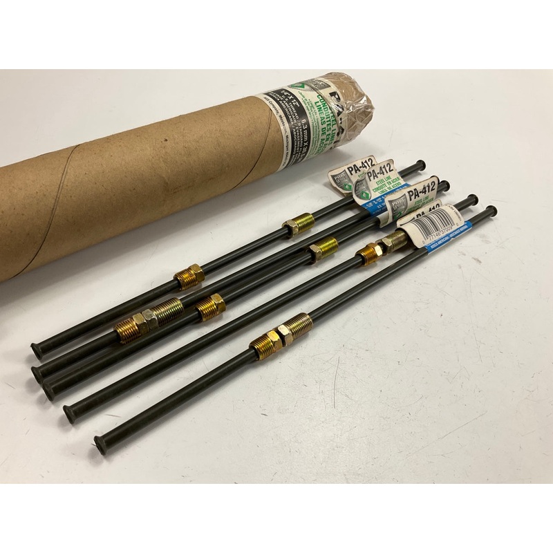 (5) AGS PA-412 PVF Coated Steel Brake Line: 12'' Long, 1/4'' Diameter, Universal