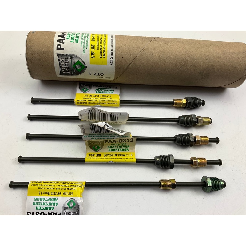 (5) AGS PAA-0313 PVF Brake Line Adapter, 3/8-24 Inverted To M13x1.5 Bubble