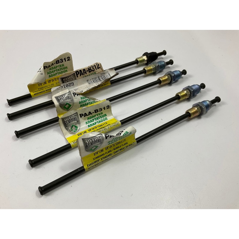 (5) AGS PAA-B312 Brake Line Adapter, 3/16'' X 8'', (3/8''-24 Inv. X M12x1.0 Bubble)