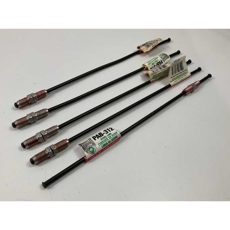 (5) AGS PAB-312 Poly Armour PVF Steel Brake Line 3/16'' X 12''