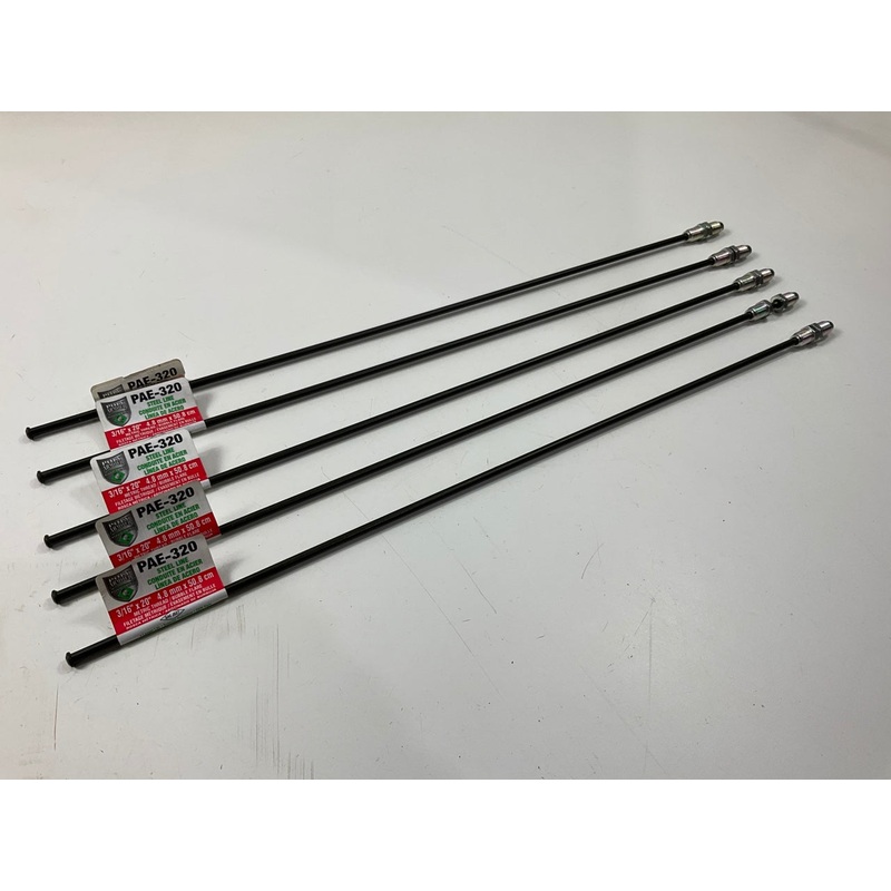 (5) AGS PAE-320 Poly-Armour PVF Steel Brake Lines 3/16 X 20'', M10 X 1mm Threads