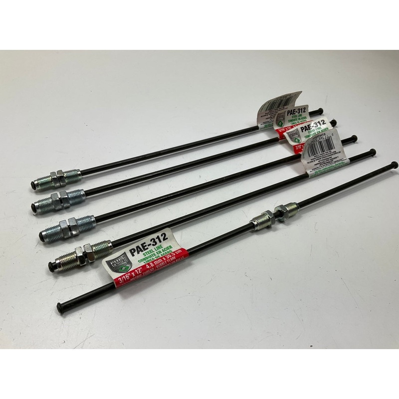 (5) AGS PAE312 PVF Coated Steel Brake Line: 12'' Long, 3/16'' Diameter, Universal