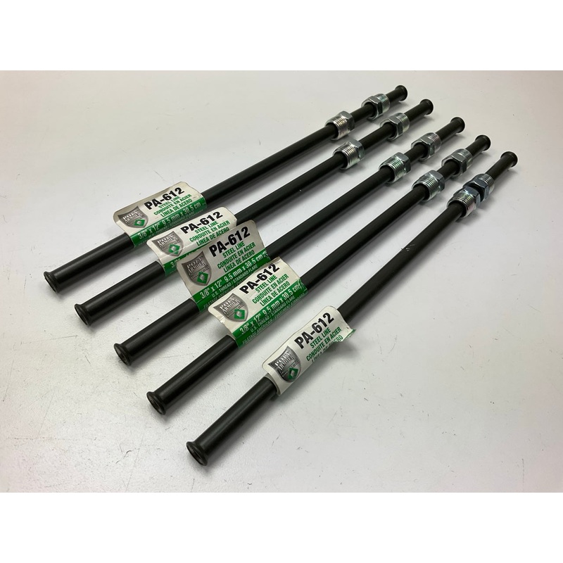 (5) AGS Poly-Armour PA612 Domestic PVF Steel Brake Line 3/8'' X 12''