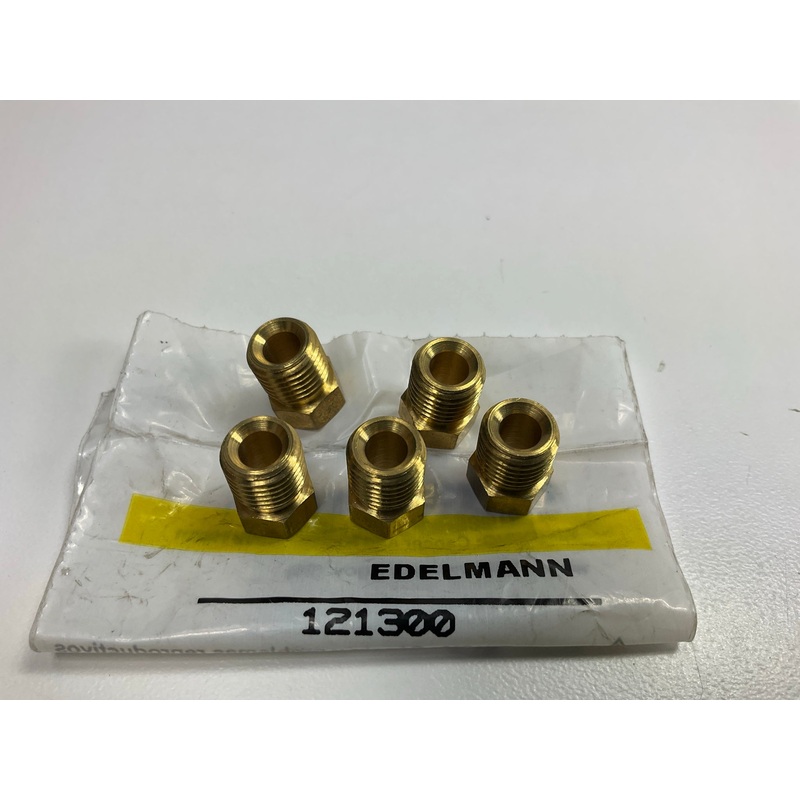 (5) Edelmann 121300 Inverted Flare Tube Brass Nut Fitting, 3/16'' Tube