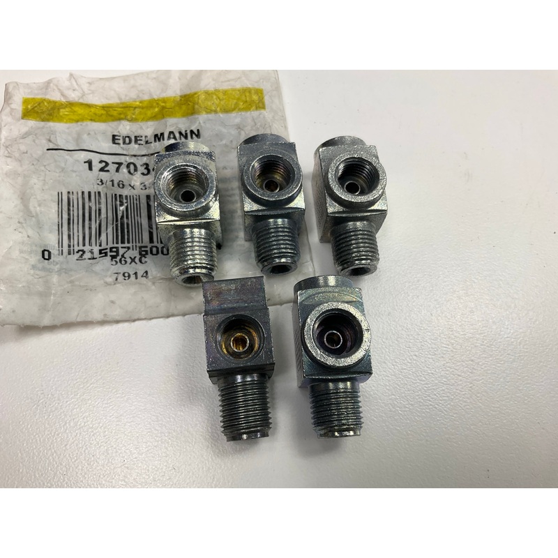 (5) Edelmann 127034 Inverted Flare Trailer Brake Tee, 3/16'' X 3/16'' X 1/4''