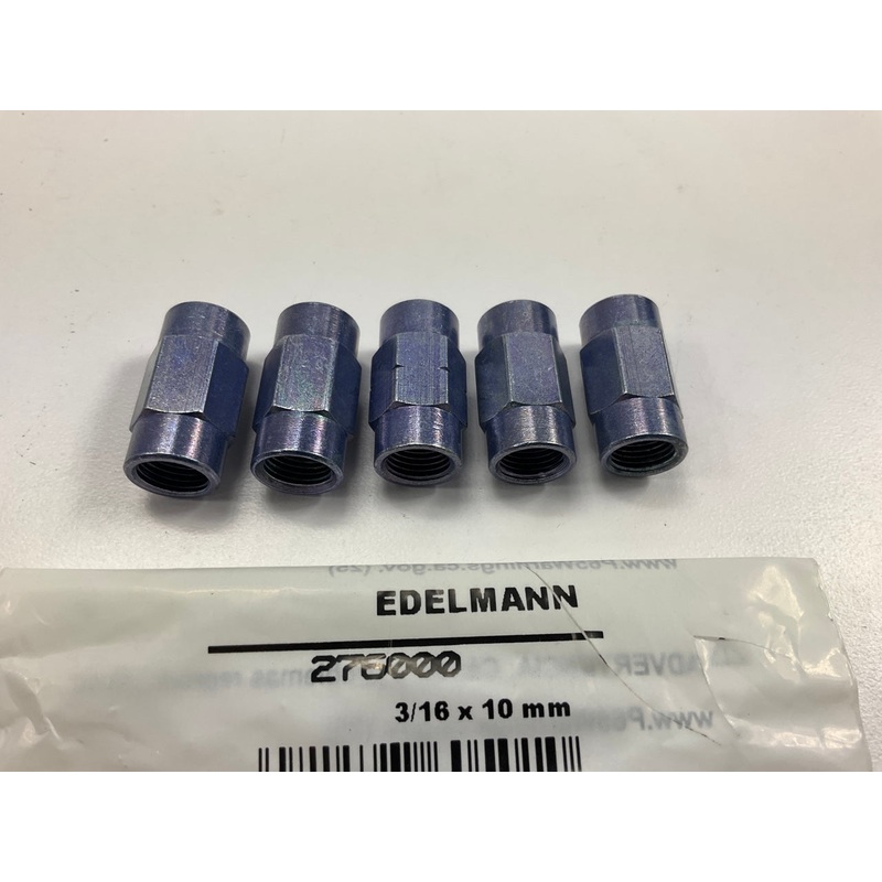 (5) Edelmann 276000 Brake Line Metric Union, 3/16'' Bubble Flare X 10mm Thread