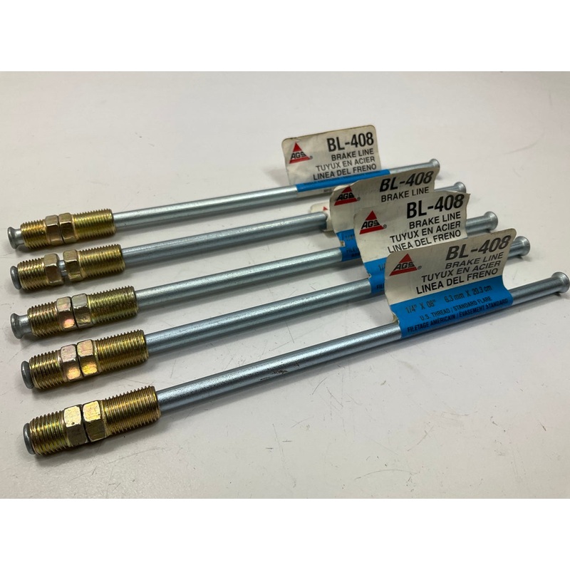 (5) AGS BL-408 Domestic Steel Brake Line, 1/4'' X 8''