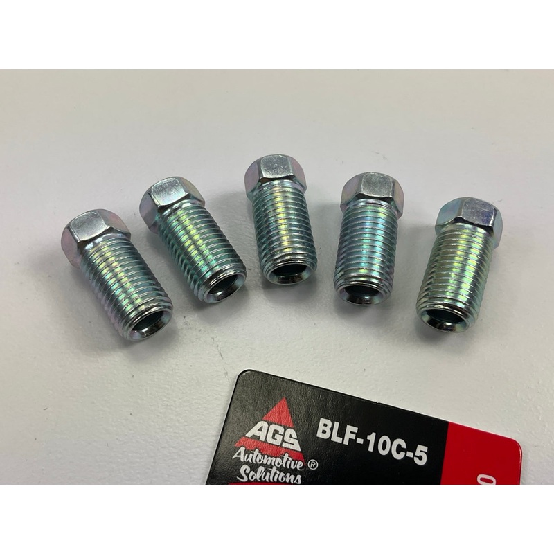(5) AGS BLF-10C Brake Line Steel Tube Nuts, SAE 3/8 - 24in, Inverted Thread