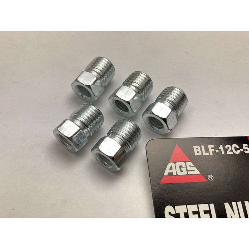 (5) AGS BLF-12C Brake Line Steel Tube Nut, 3/16'' (3/8''-24 Inverted)