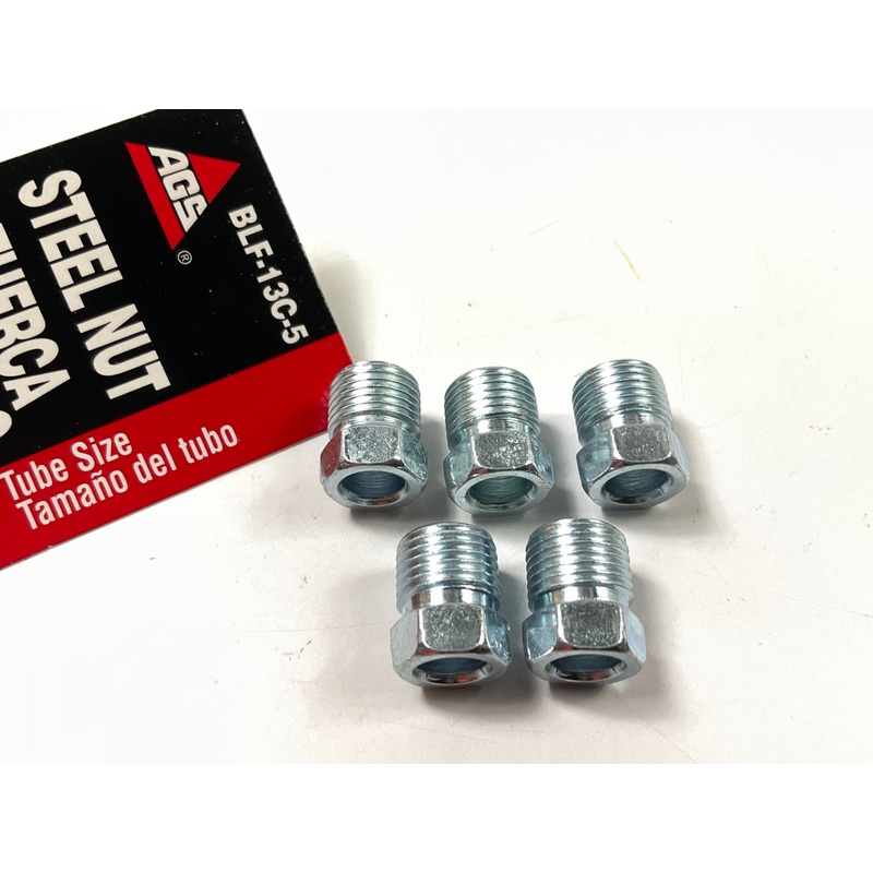 (5) AGS BLF-13C Steel Tube Nut, 1/4'' (7/16''-24) Inverted