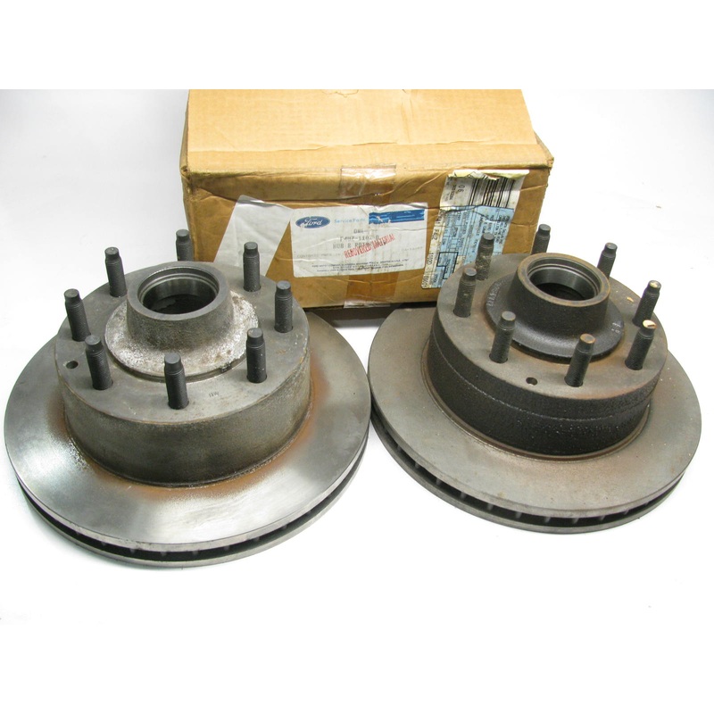 (2) Ford Front Disc Brake Rotor & Hub Assy. F4UZ1102D For 92-94 E-350 Econoline
