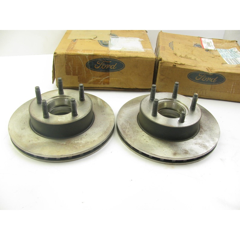 (2) NEW - OEM Ford F3TZ-1102-B Front Disc Brake Rotors & Hubs - PAIR